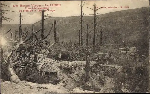 Ak Le Linge Vosges, Tranchée française au pied de la Tété