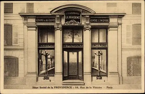 Ak Paris IX., Siège Social de la Providence, Rue de la Victoire 56