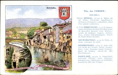 Ak Épinal Lothringen Vosges, Bords de la Moselle, Domremy Haus von Jeanne D'Arc