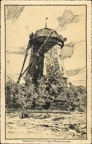 Künstler Ak Schweden, Väderkvarn a Prins Eugens Waldemarsudde, Windmühle