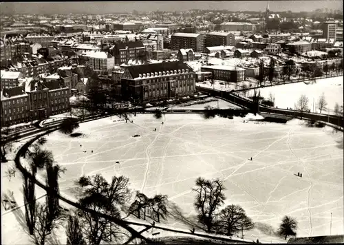 Ak Kiel Schleswig Holstein, Blick über den zugefrorenen Kleinen Kiel im Februar 1963