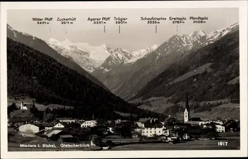 Ak Mieders in Tirol, Gletscherblick, Schaufelspitze, Wilder Pfaff, Zuckerhütl