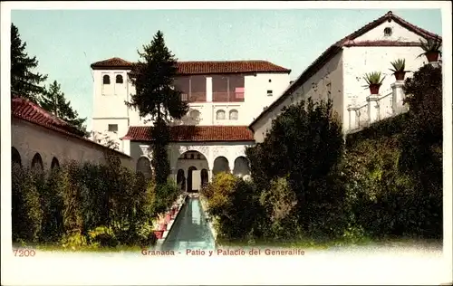 Ak Granada Andalusien Spanien, Patio y Palacio del Generalife