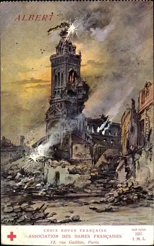 Künstler Ak Fraipont, G., Albert Somme, Bombardierung der Kirche