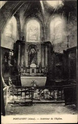 Ak Pontavert Aisne, Interieur de l'Eglise, Innenansicht, Zerstörung, Krieg