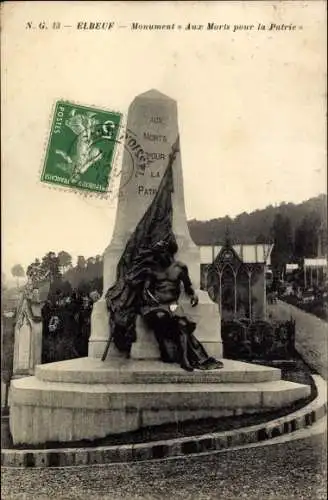 Ak Elbeuf Seine Maritime, Monument Aux Morts pour la Patrie, Denkmal