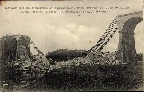 Ak Dannemarie Dammerkirch Elsass Haut Rhin, Destruction du Viaduc, zerstörte Brücke