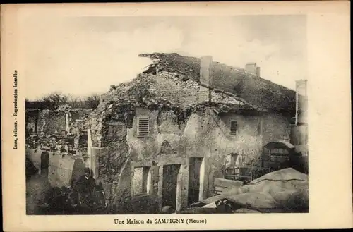 Ak Sampigny Meuse, Une Maison, zerstörtes Gebäude, Kriegszerstörungen, 1. Weltkrieg
