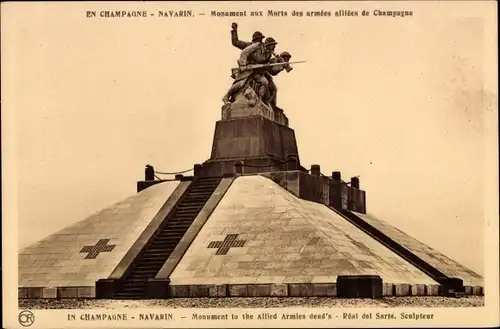 Ak Souain Marne, En Champagne-Navarin, Monument aux Morts des armees allies du Champagne, Denkmal