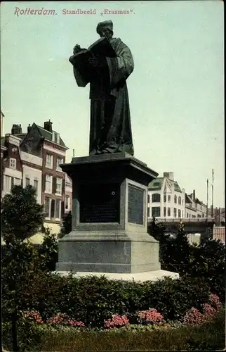 Ak Rotterdam Südholland Niederlande, Standbeeld Erasmus