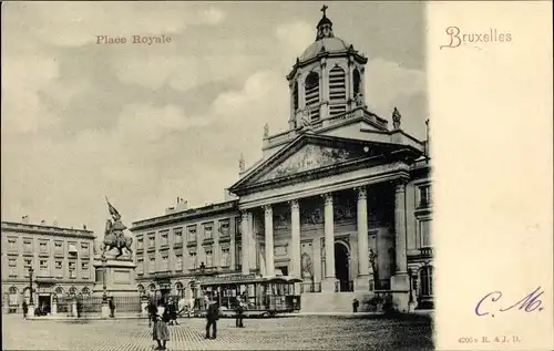 Ak Bruxelles Brüssel, Place Royale, Platz, Denkmal