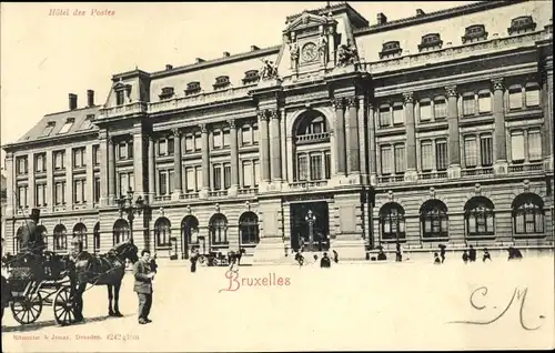 Ak Bruxelles Brüssel, Hotel des Postes, Kutsche
