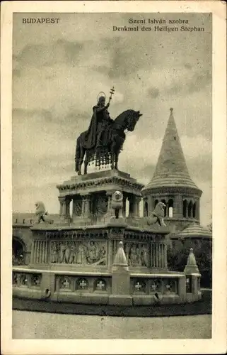 Ak Budapest Ungarn, Szent Istvan szobra, Denkmal des Heiligen Stephan