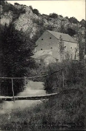 Ak Wallonien Namur, Vallee du Houyoux, Moulin, Fluss, Brücke, Felsen
