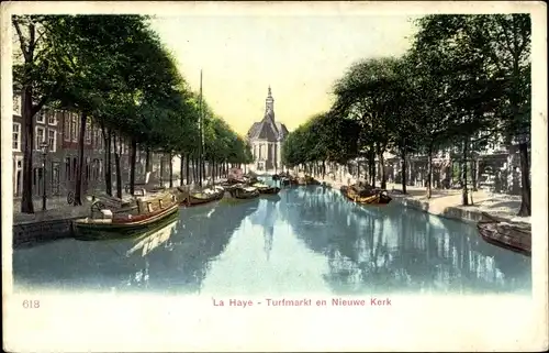 Ak Den Haag Südholland Niederlande, La Haye - Turfmarkt en Nieuwe Kerk