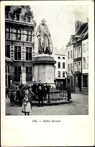 Ak Hal Flämisch Brabant Flandern, Statue Servais, Denkmal, Kinder