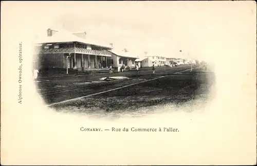 Ak Konakry Conakry Guinea, Rue du Commerce a l'aller