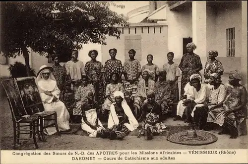 Ak Dahomey Benin, Cours de Catéchisme aux adultes, Afrikanerinnen, Missionsschwester