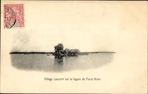 Ak Porto Novo Benin, Village Lacustre sur la lagune, Flussansicht