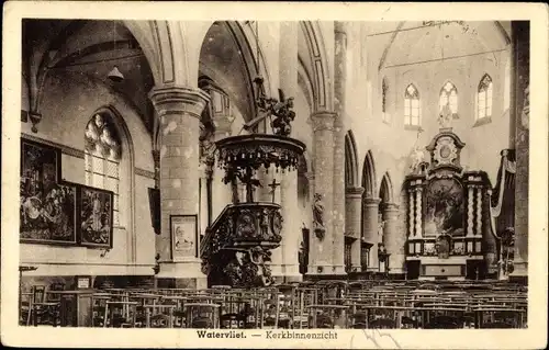Ak Watervliet Ostflandern Belgien, Kerkbinnenanzicht, Kirche, Kanzel, Innenraum