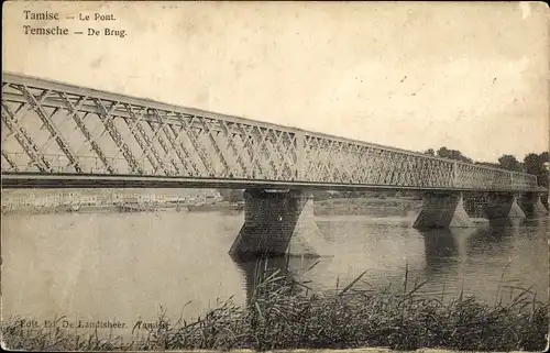 Ak Tamise Temse Temsche Ostflandern, Le Pont, Brücke, Fluß
