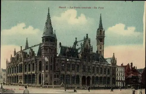 Ak Gand Gent Ostflandern, Le Poste centrale, Außenansicht