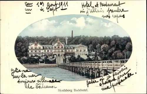 Ak Skodsborg Dänemark, Badehotel, Steg, Wald