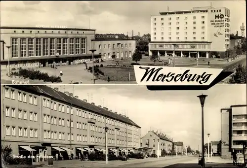 Ak Merseburg an der Saale, Bahnhof, HO Kaufhalle
