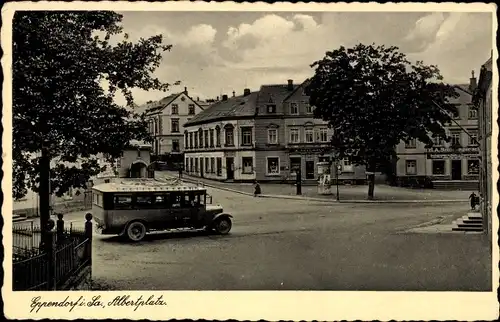 Ak Eppendorf in Sachsen, Albertplatz, Autobus