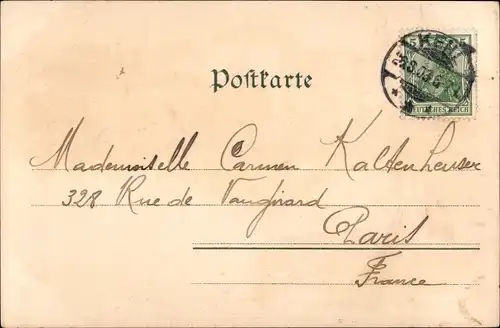 Litho Kehl am Rhein, Straßenpartie mit Straßenbahn, Rheinbrücke