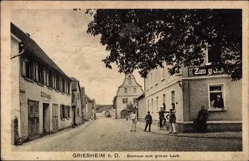 Ak Griesheim in Hessen, Rathaus mit Marktplatz, Gasthaus zum grünen Laub