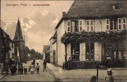 Ak Essingen Pfalz, Partie in der Landauer Straße, Kinder, Geschäft