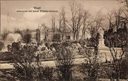 Ak Wesel am Niederrhein, Kaiserplatz mit Kaiser Wilhelm-Denkmal