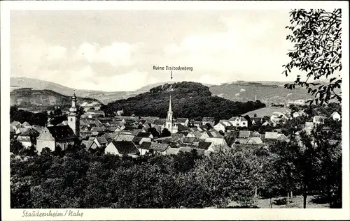 Ak Staudernheim an der Nahe, Panorama, Ruine Disibodenberg, Kirchturm