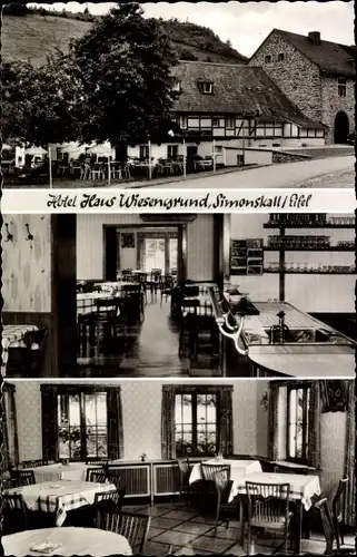 Ak Simonskall Hürtgenwald in der Eifel, Hotel Haus Wiesengrund, Außenansicht, Speisesaal