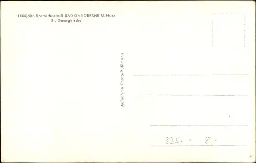 Ak Bad Gandersheim in Niedersachsen, St. Georgskirche, Außen- u. Innenansicht