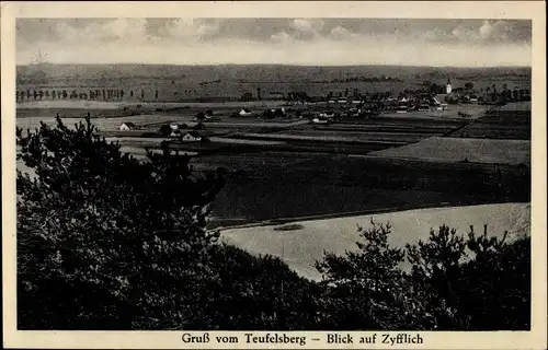 Ak Cranenburg Kranenburg am Niederrhein, Teufelsberg, Ortsansicht Zyfflich, Ausflugspunkt