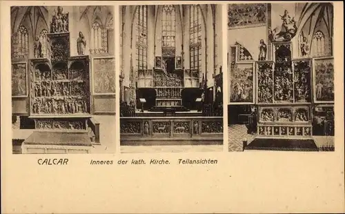 Ak Kalkar, Katholische Pfarrkirche, Altar, Schnitzereien, Innenansicht