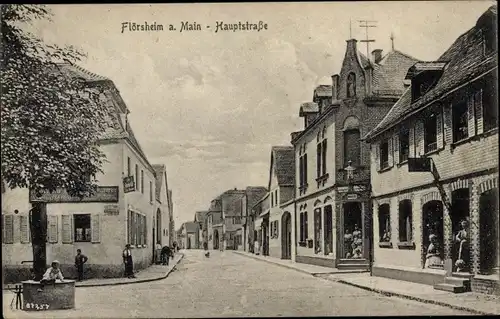 Ak Flörsheim am Main, Hauptstraße, Geschäfte