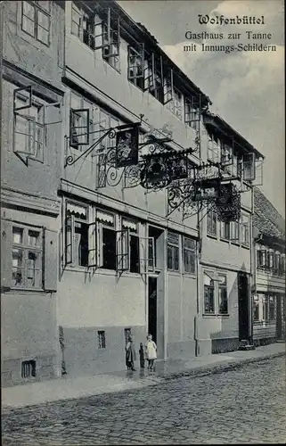 Ak Wolfenbüttel in Niedersachsen, Gasthaus zur Tanne, Innungsschilder
