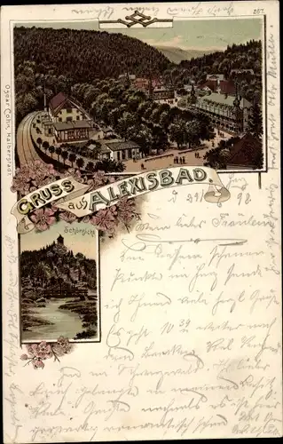 Litho Alexisbad Harzgerode am Harz, Hotel zur goldenen Rose