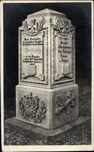 Foto Ak Denkmal, Gedenkstein Erstürmung der Sachsenhöhe 1914-1915, I. WK