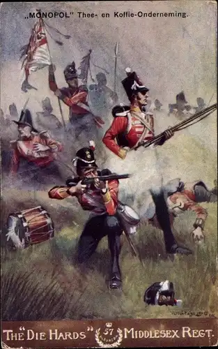 Künstler Ak Britische Armee, The Die Hards, 57 Middlesex Regiment