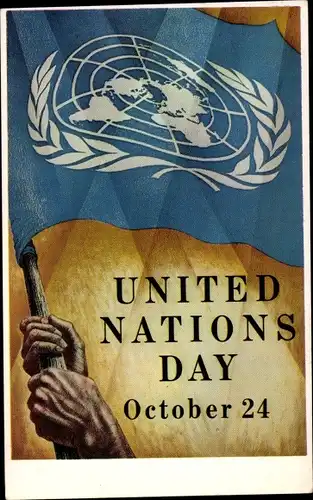 Künstler Ak United Nations Day October 24 1953, Poster, Peace, Justice, Progress