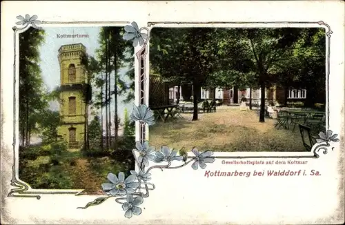 Ak Walddorf Kottmar in der Oberlausitz, Kottmarberg, Gesellschaftsplatz, Aussichtsturm