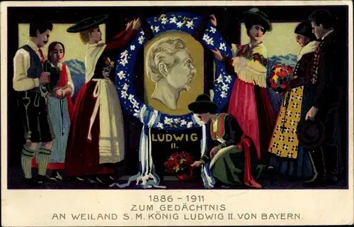 Künstler Ak Zum Gedächtnis an Weiland König Ludwig II. von Bayern, Bayerische Tracht