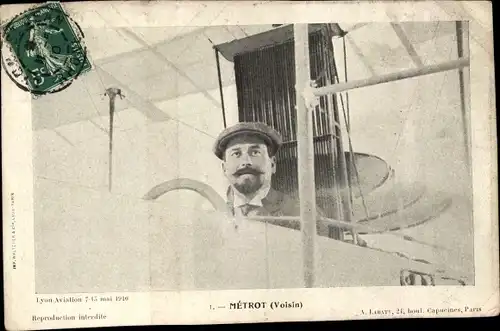 Ak Métrot, Voisin, Biplan, Aviateur, Flugpionier