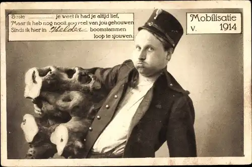 Ak Niederländischer Soldat in Uniform, Mobilisatie v. 1914