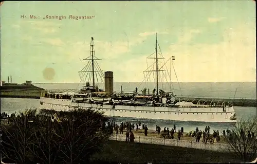 Ak Niederländisches Kriegsschiff, Hr. Ms. Koningin-Regentes