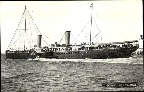 Ak Ostende Westflandern, Sortie de la Malle, Fährschiff